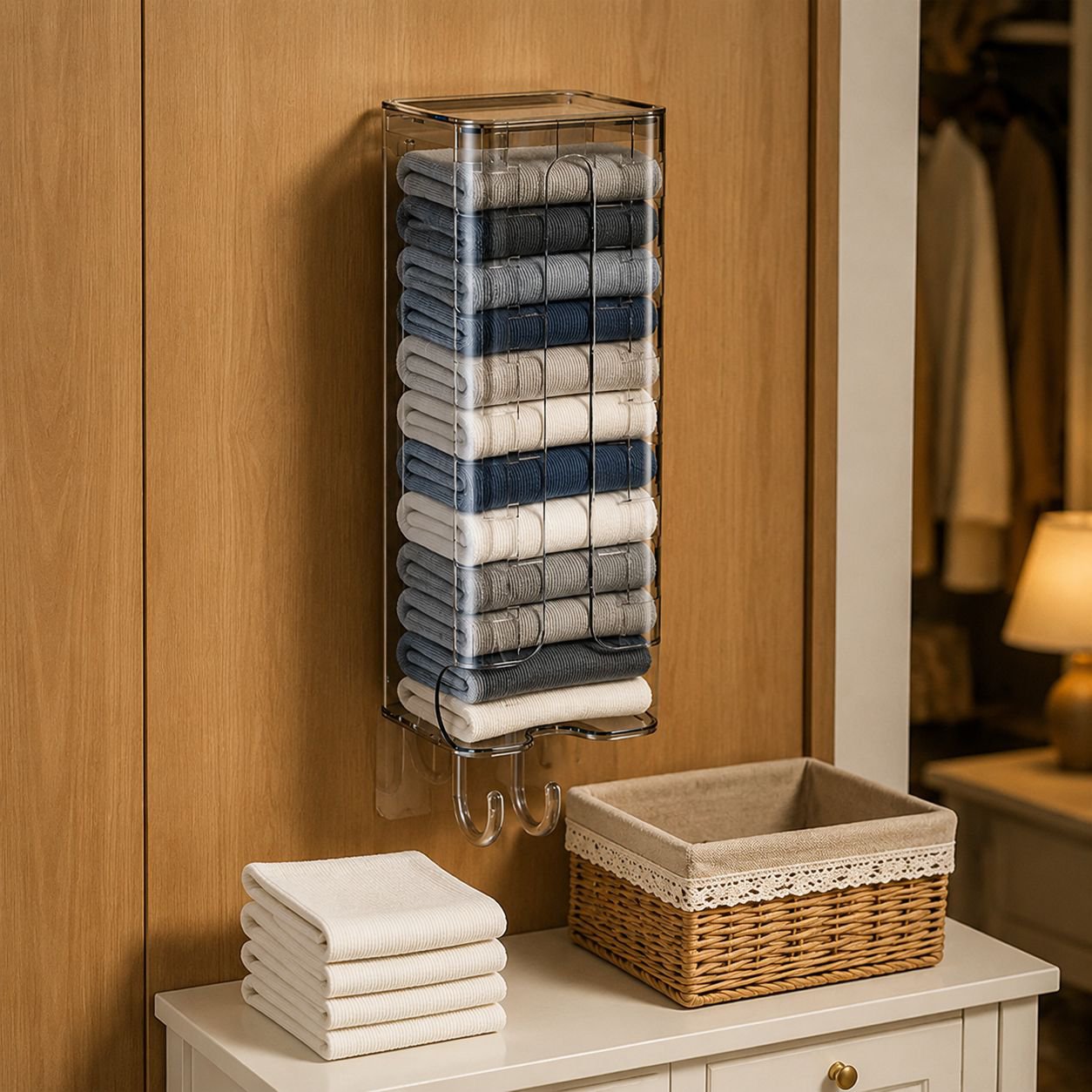 Space-saving wall-mounted storage solution for closets