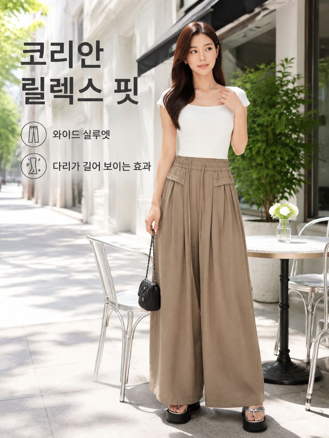 하이웨이스트 루즈핏 편안한 와이드팬츠