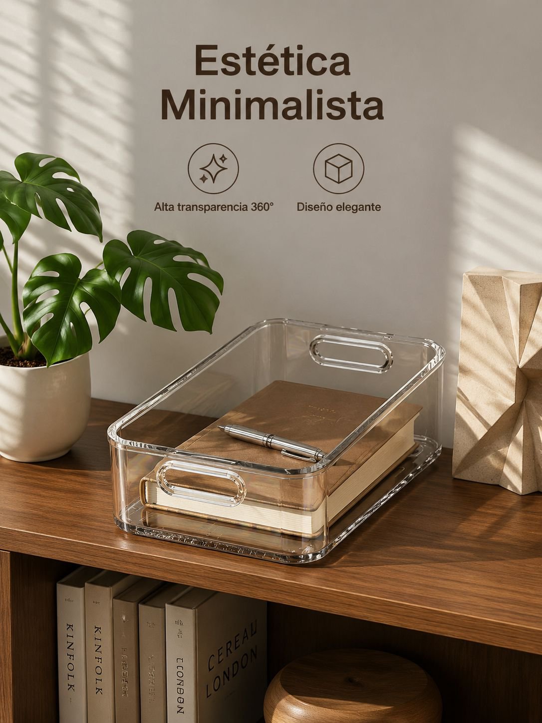 Caja organizadora de acrílico mediana para escritorio