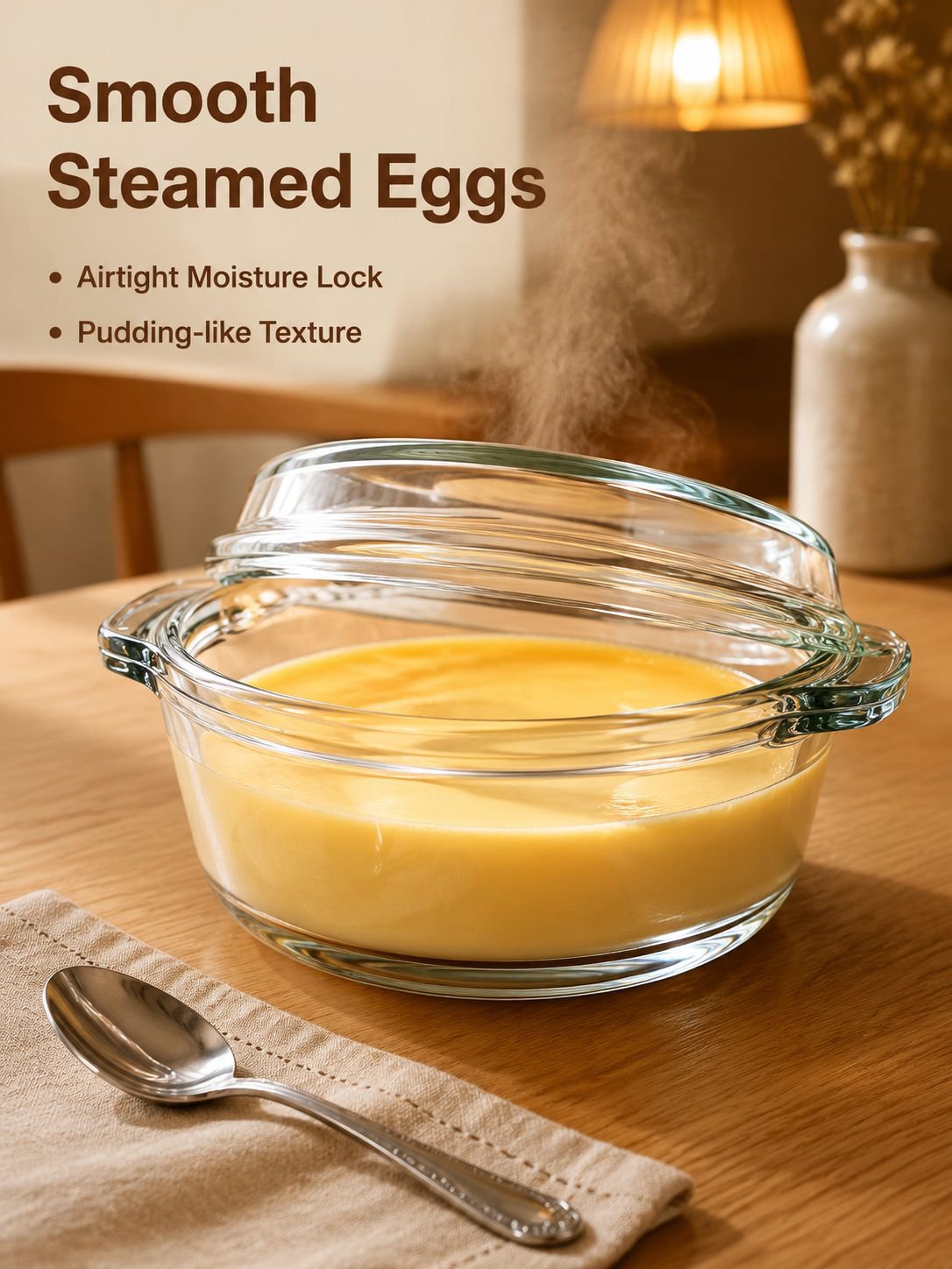 Heat-resistant glass egg bowl with lid