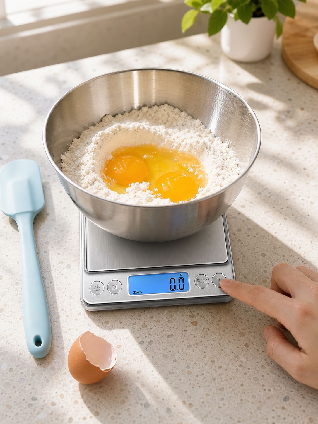 Balanza electrónica multifuncional para cocina doméstica y repostería, acero inoxidable