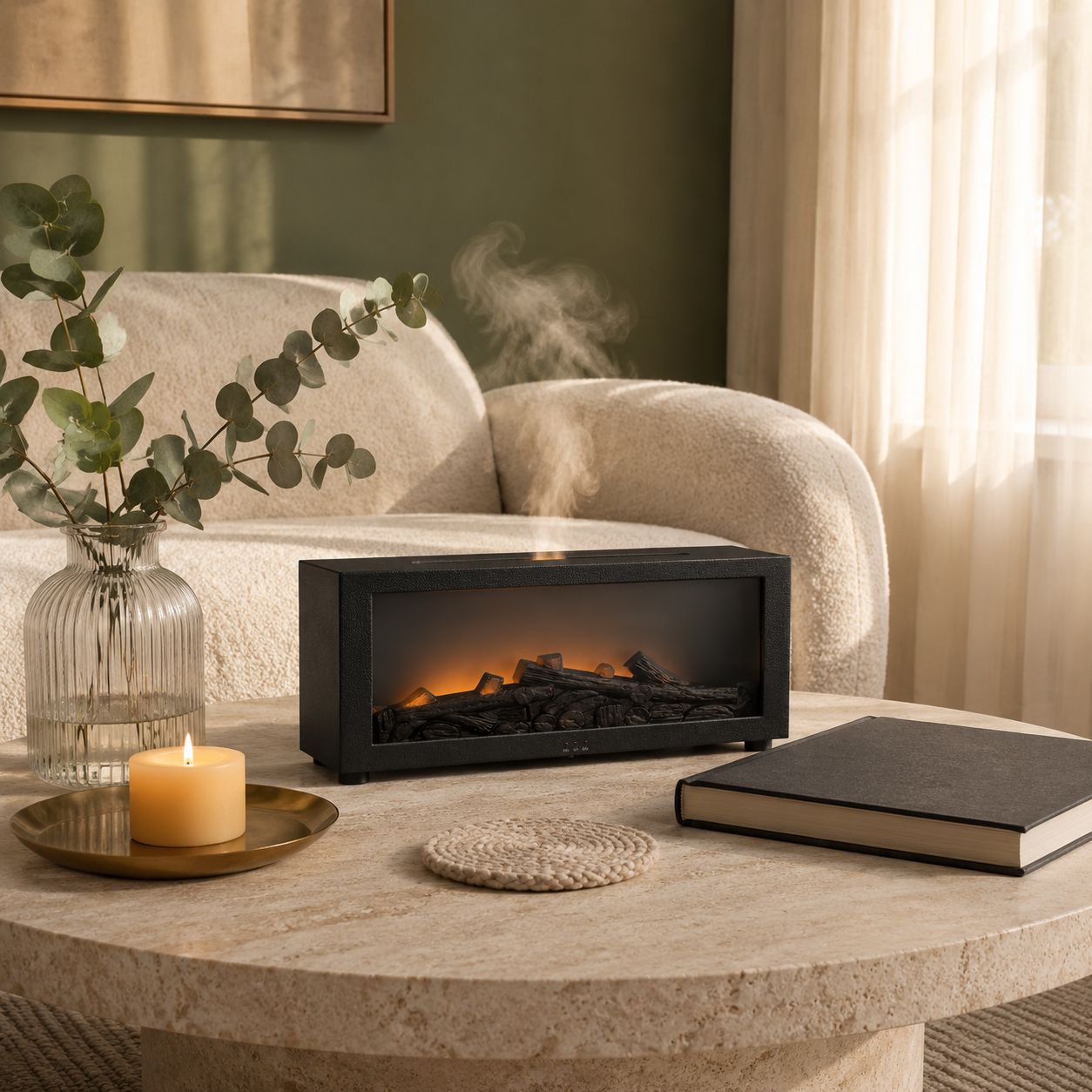 Humidificador creativo con aromaterapia de llama de chimenea de simulación genial de escritorio JMY