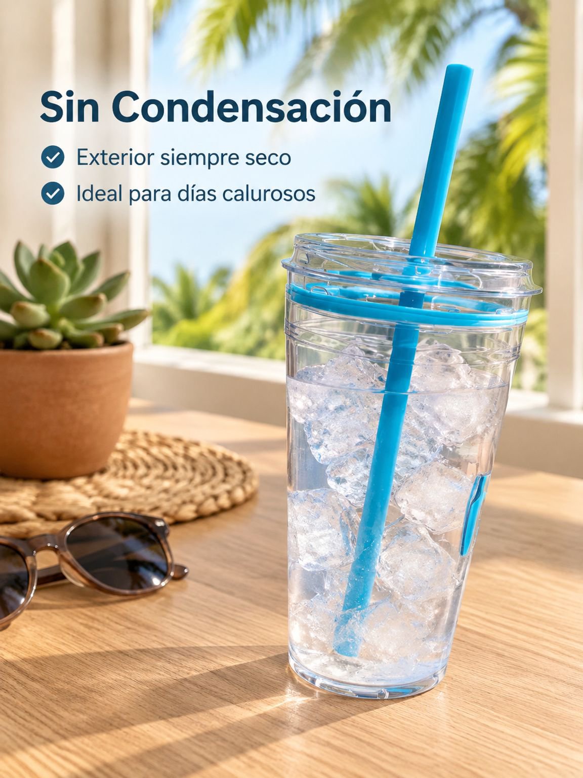 Vaso de café transparente con pajita estilo Tritan