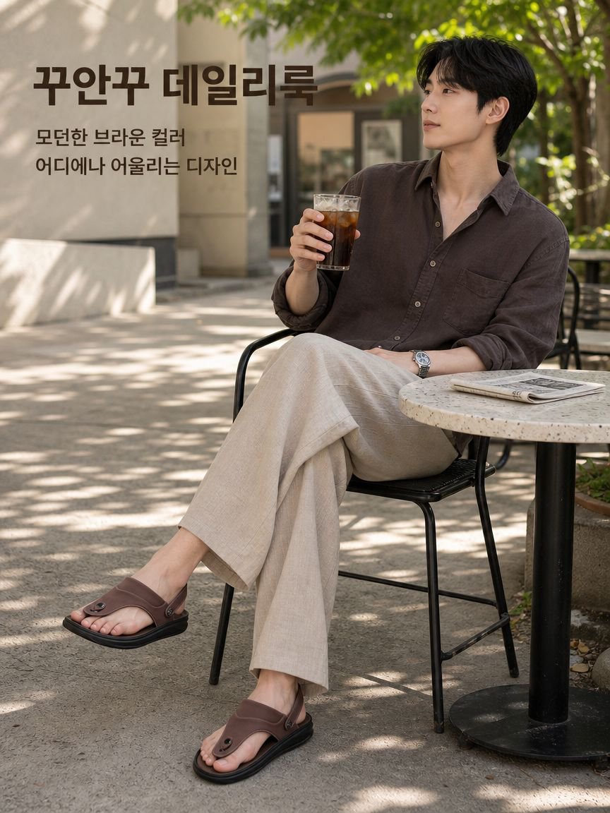남성 캐주얼 비치화 미끄럼 방지 조리 샌들