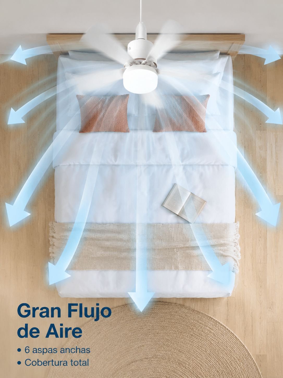 Ventilador de techo con luz para dormitorio