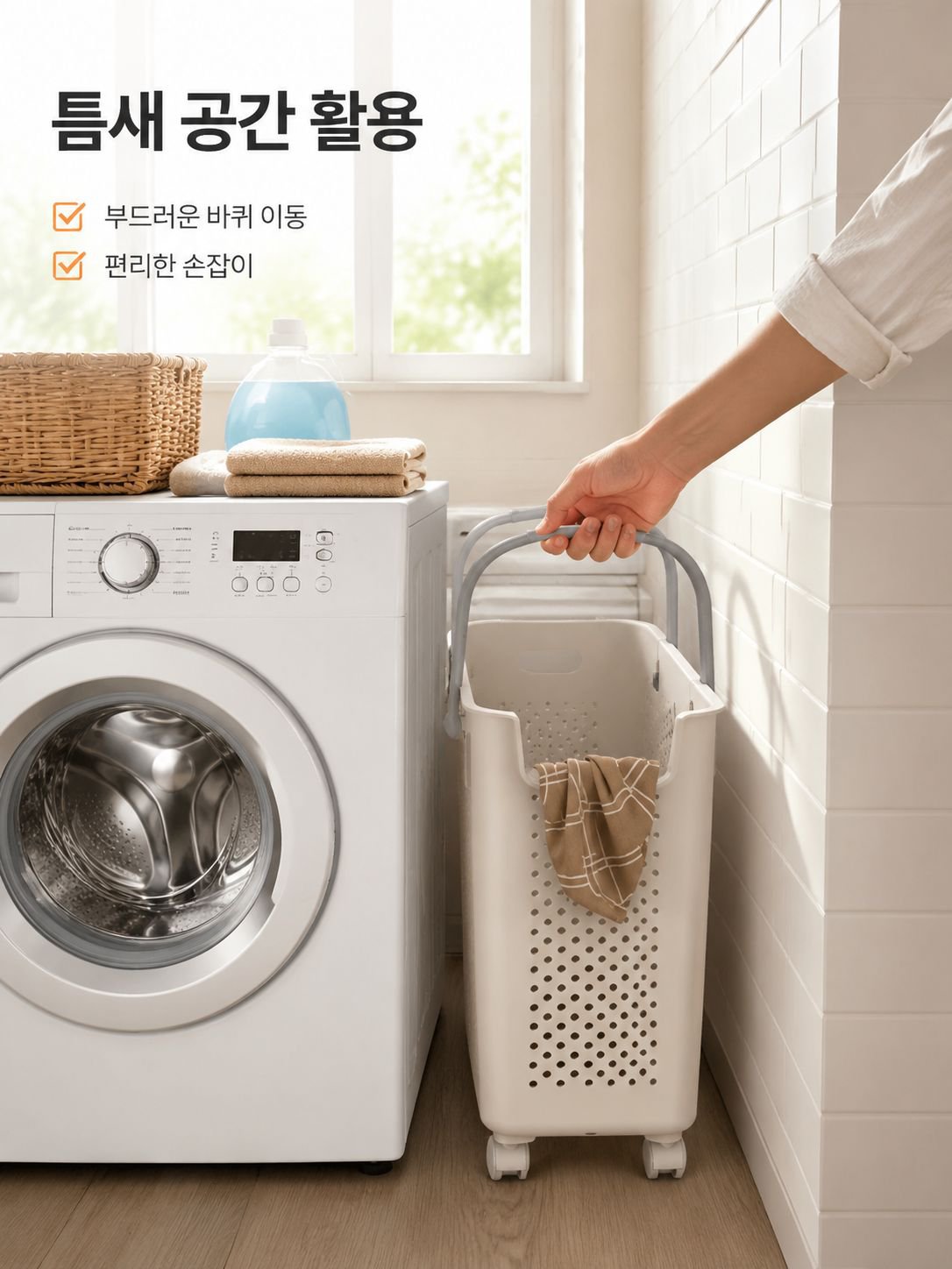 다기능 일본식 좁은 틈 쌓을 수 있는 빨래 바구니