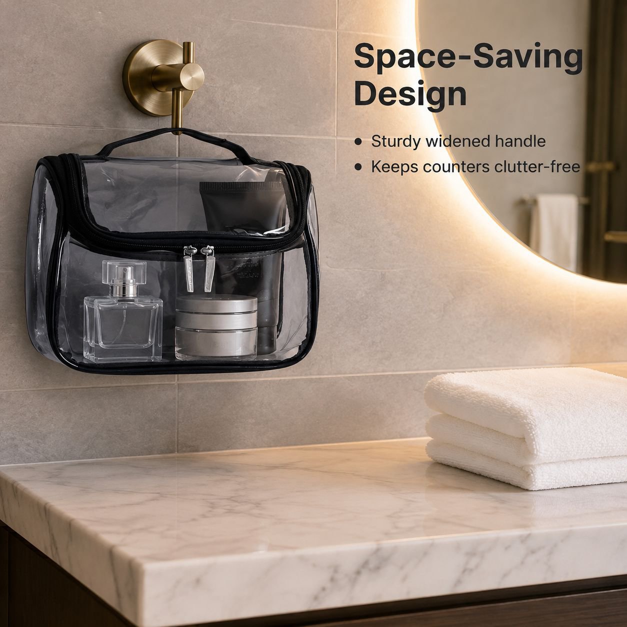 Portable Waterproof Toiletry Bag for Travel and Business, Makeup Organizer Pouch