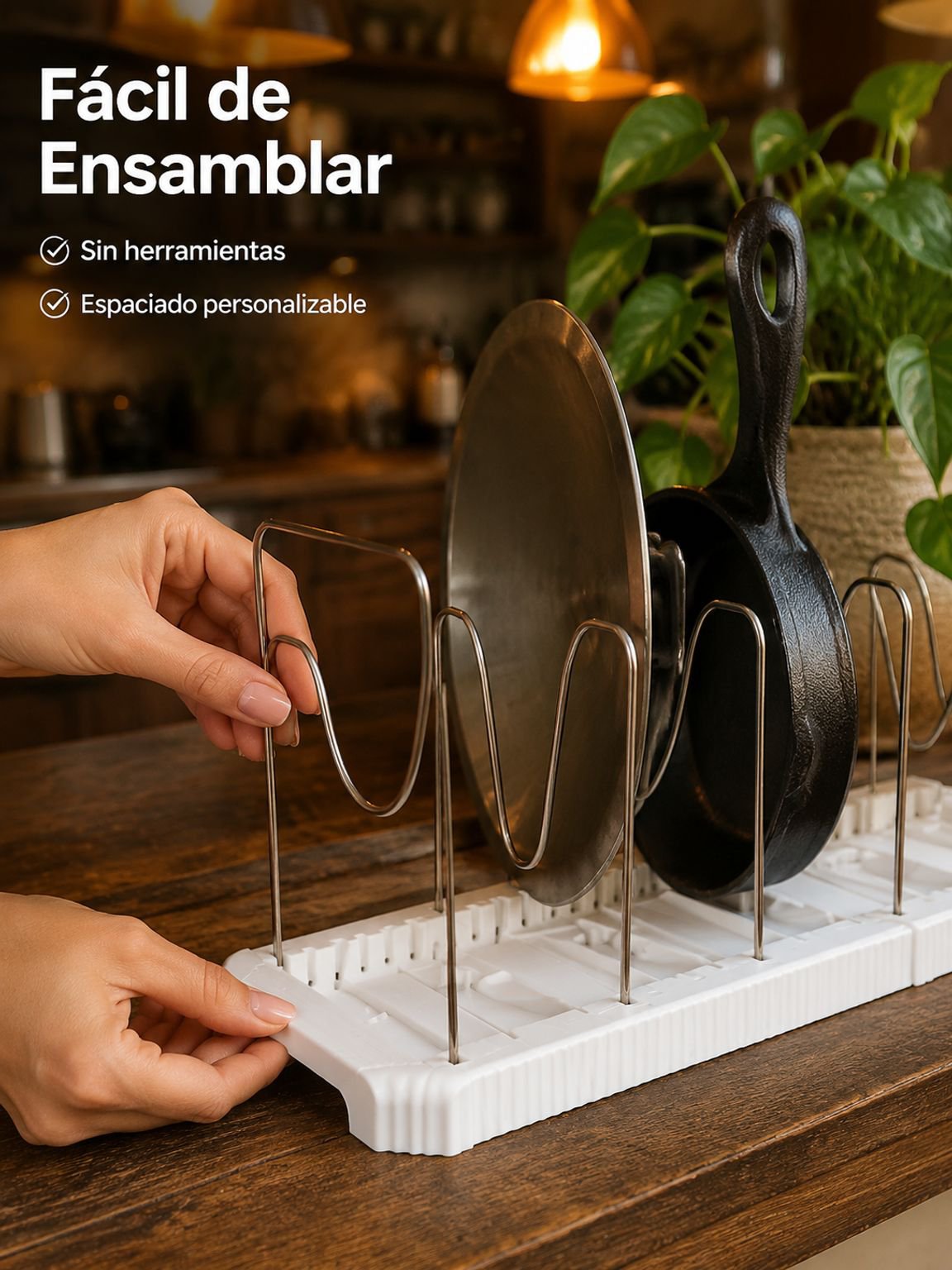 Estante para guardar tapas de ollas y tazones