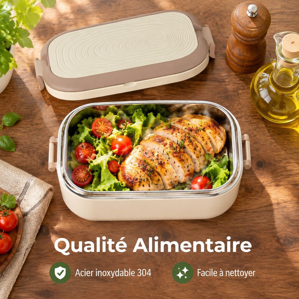 Boîte Déjeuner Électrique Chauffante Inox Bento Isotherme Bureau Étudiant