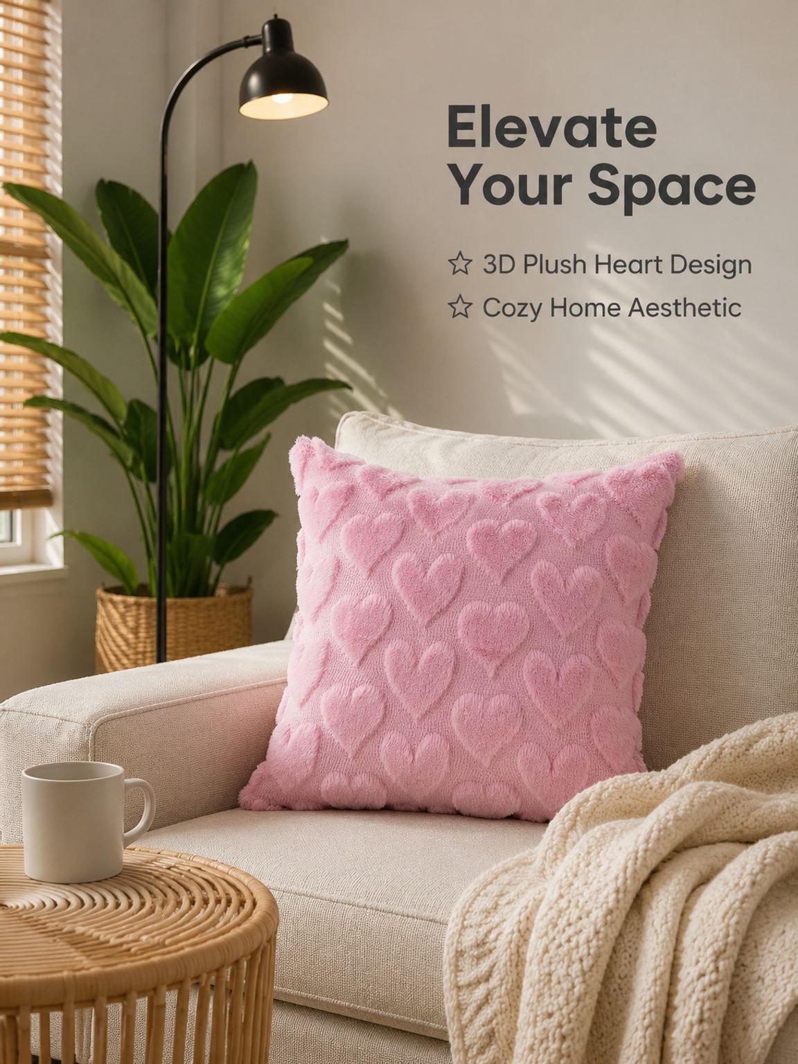 Heart-shaped embroidered cushion