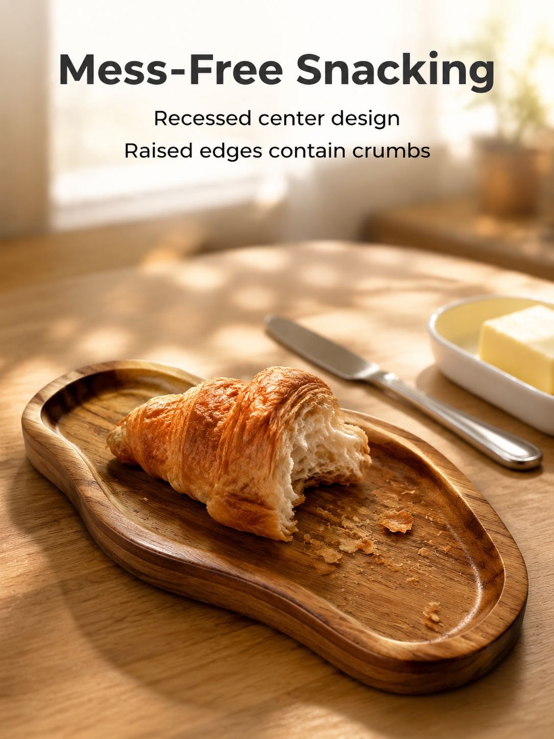 Peanut-shaped solid wood tray, acacia wood Japanese coffee and tea tray, wooden dessert, fruit, brea