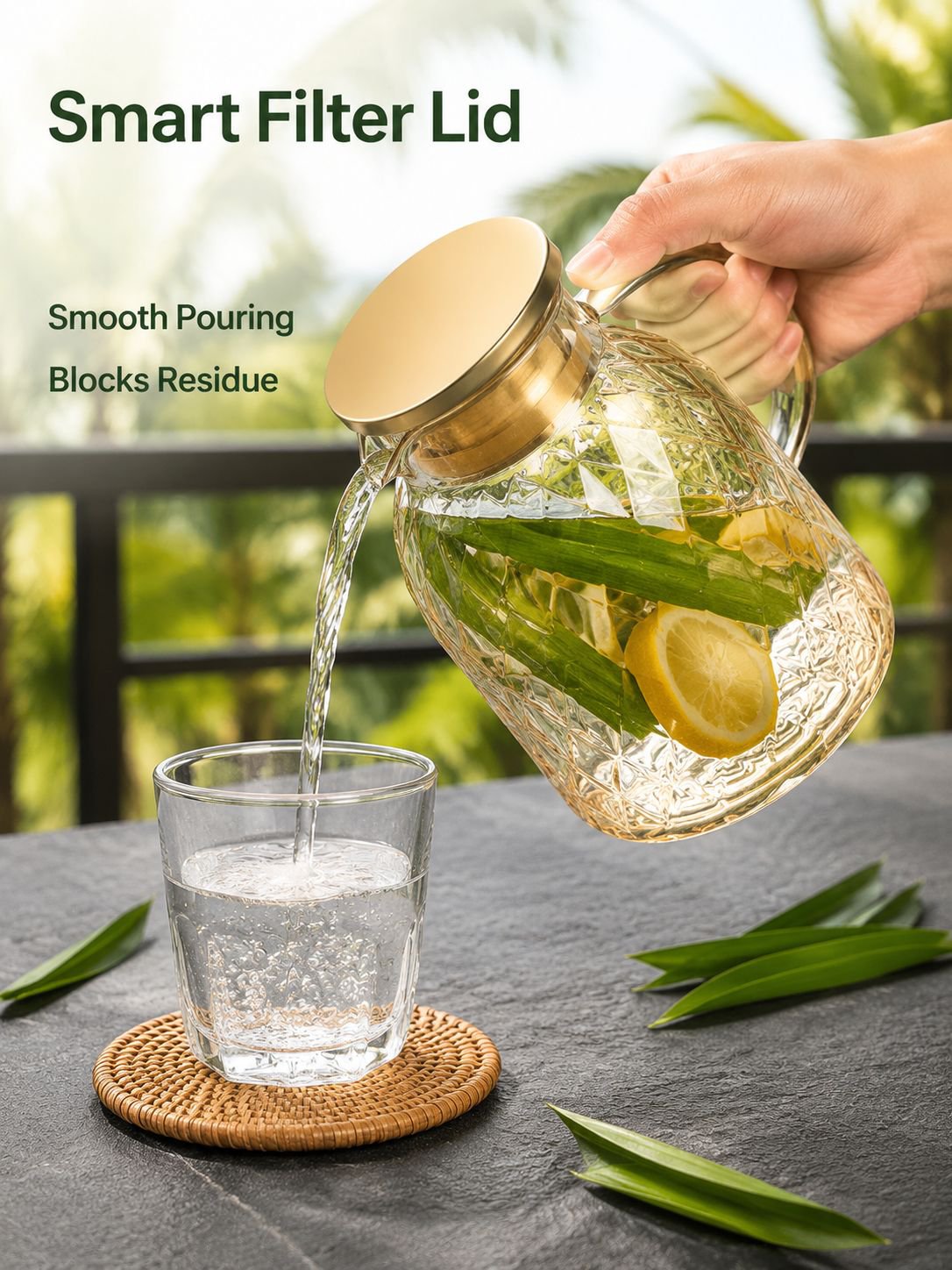 Large capacity glass water bottle