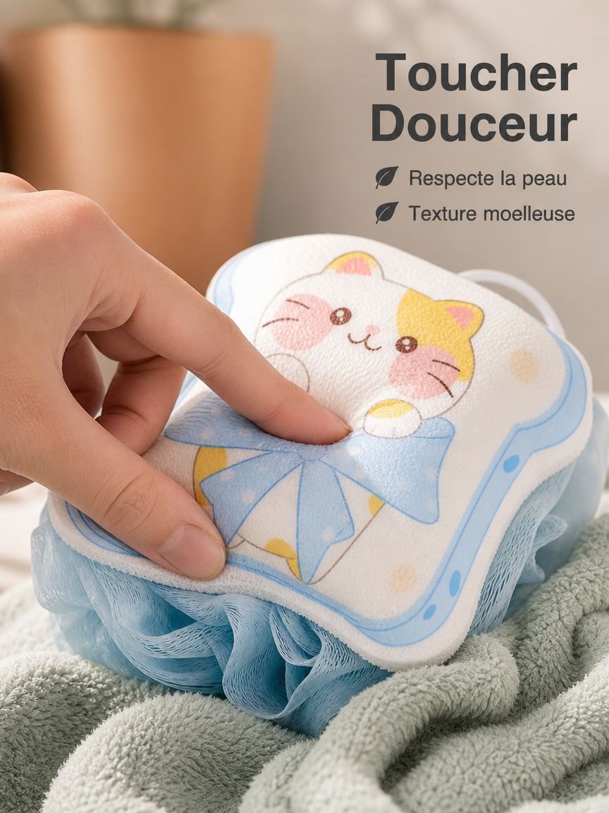 Fleur de douche douce 2-en-1 avec éponge exfoliante