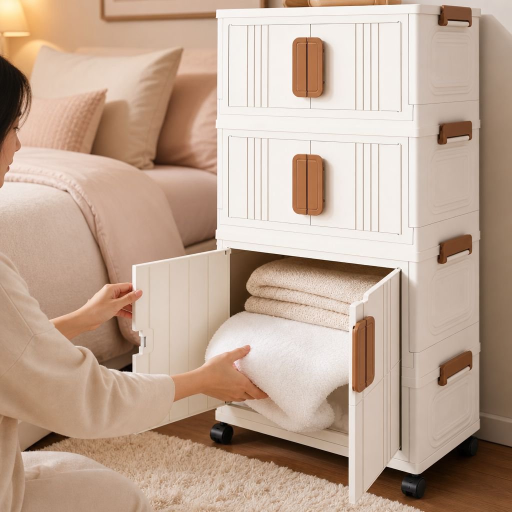 Armoire de rangement mobile en polypropylène pour bureau et maison