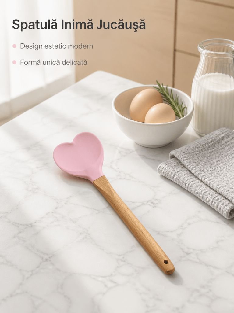 Spatulă roz drăguță în formă de inimă