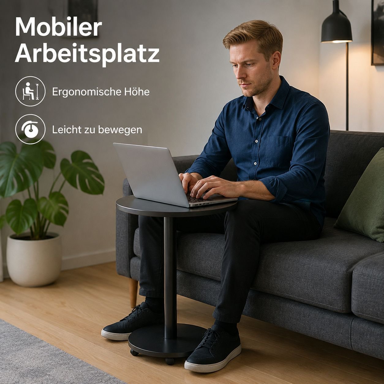 Einfacher kleiner runder Tisch für den Heimgebrauch, als Beistelltisch neben dem Sofa oder als Nacht