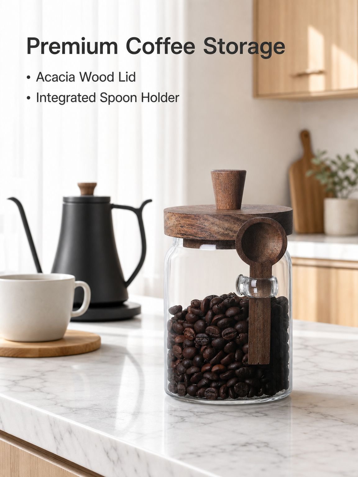 Glass Coffee Airtight Storage Jar