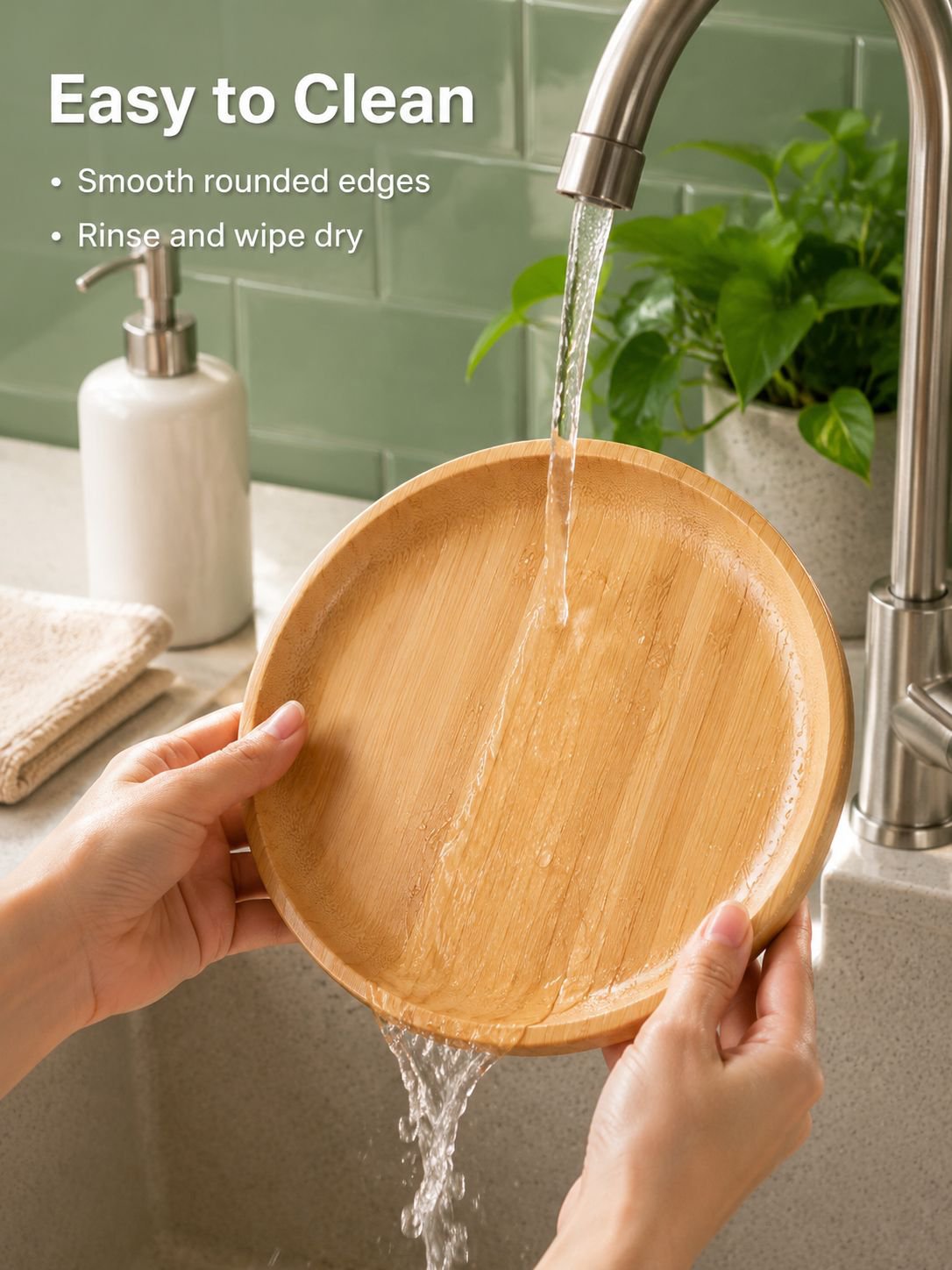 Round wooden dining plate