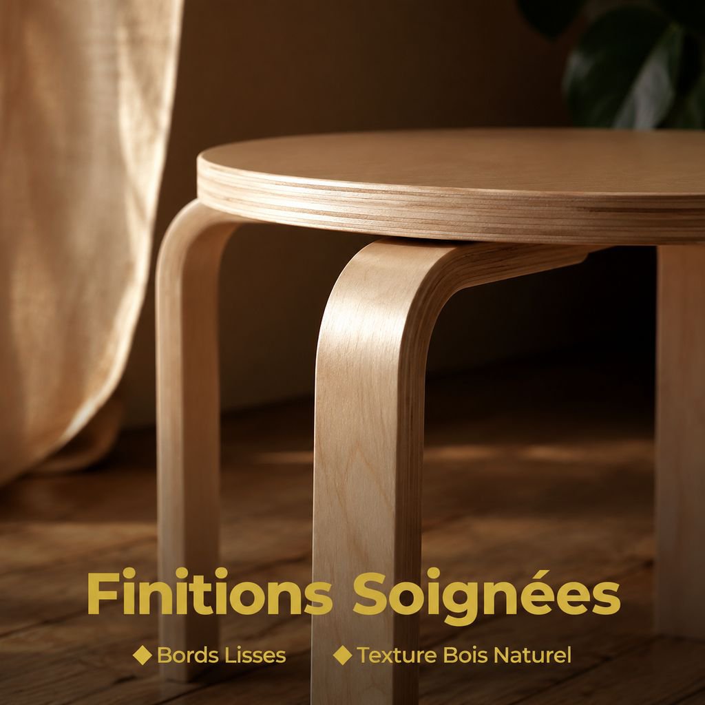Tabouret domestique en bois massif empilable