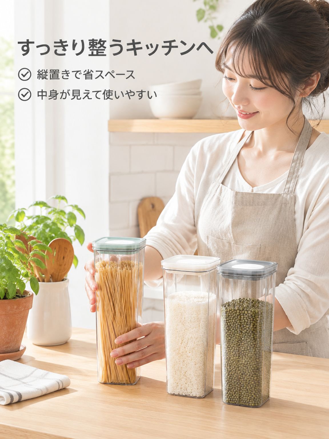 パスタ密封容器 加厚加長 プラスチック穀物保存罐 キッチン透明保存コンテナ