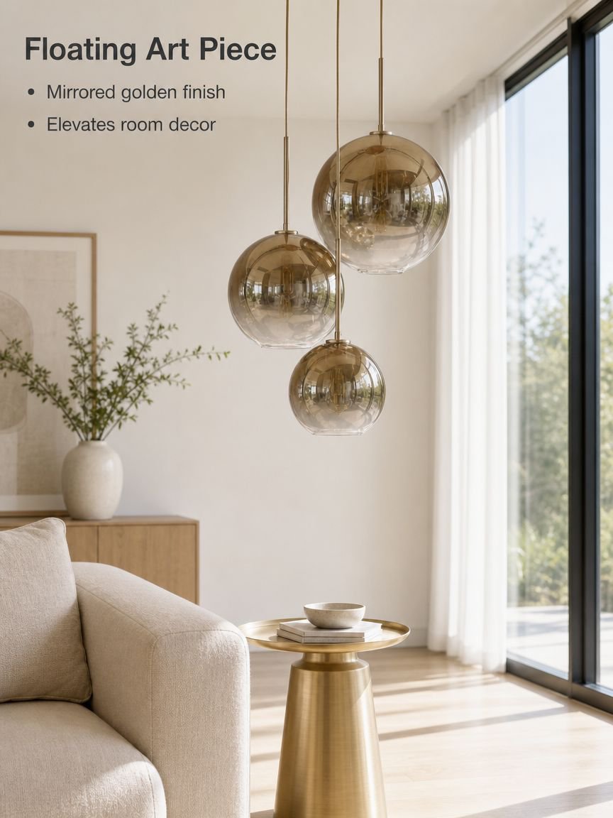 Decorative circular amber glass bubble kitchen light