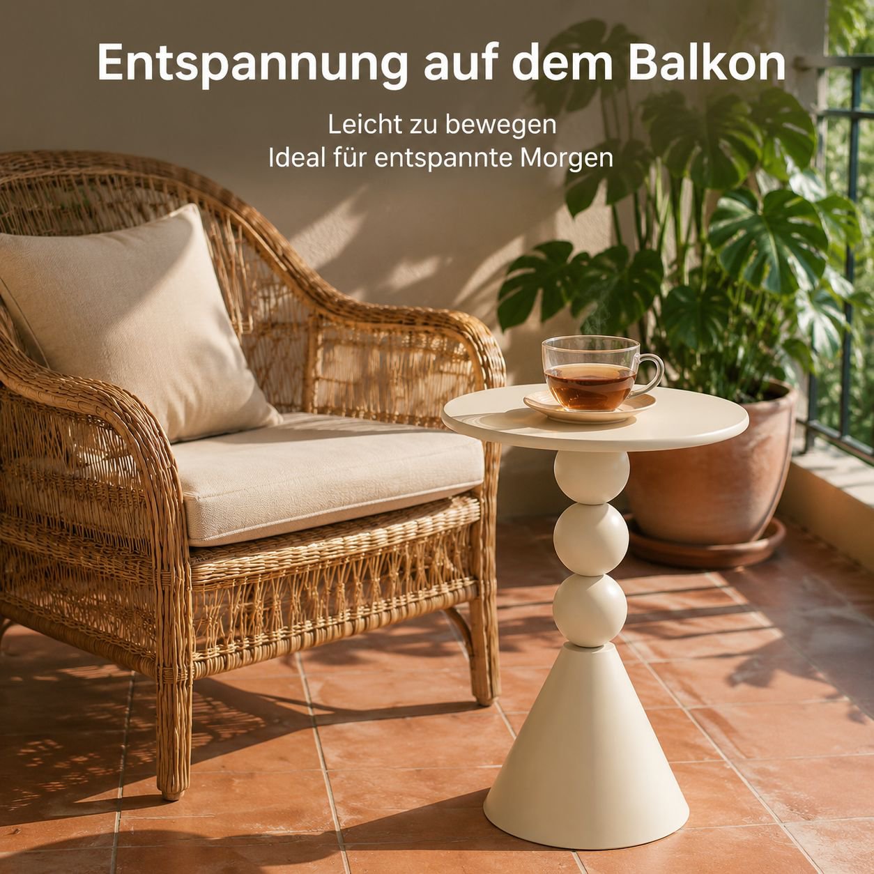 cremefarbener Sofa-Beistelltisch