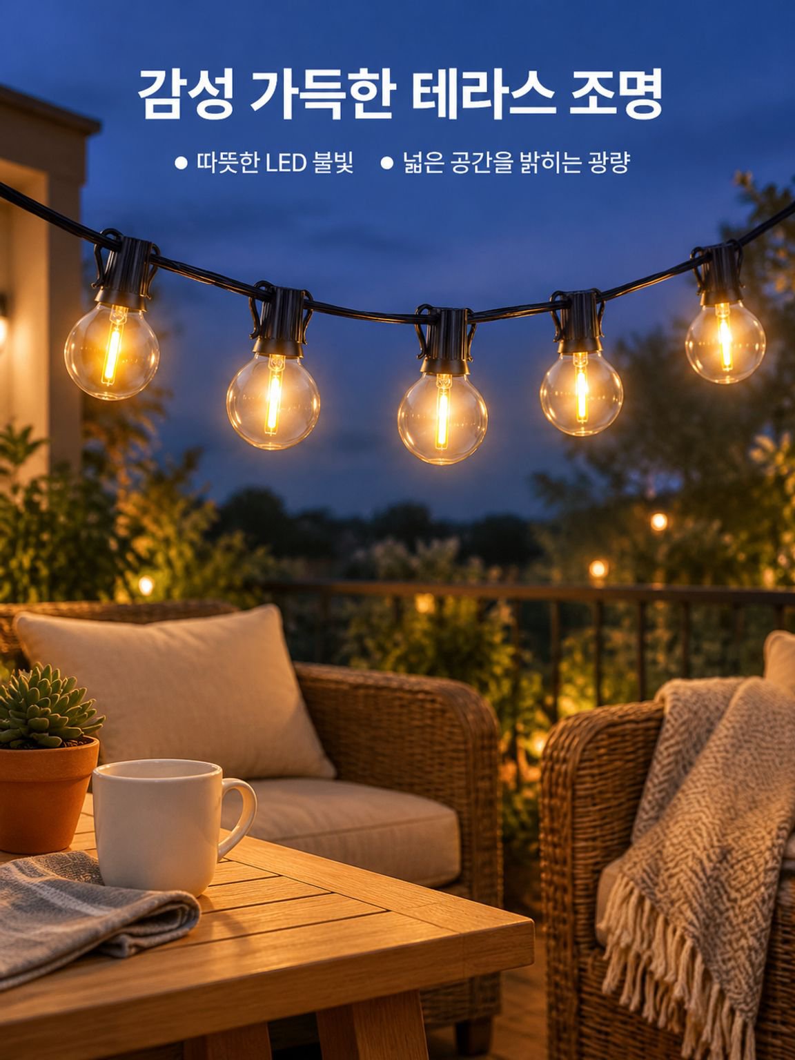 고휘도, 방수 및 내구성이 뛰어난 정원용 장식 조명.