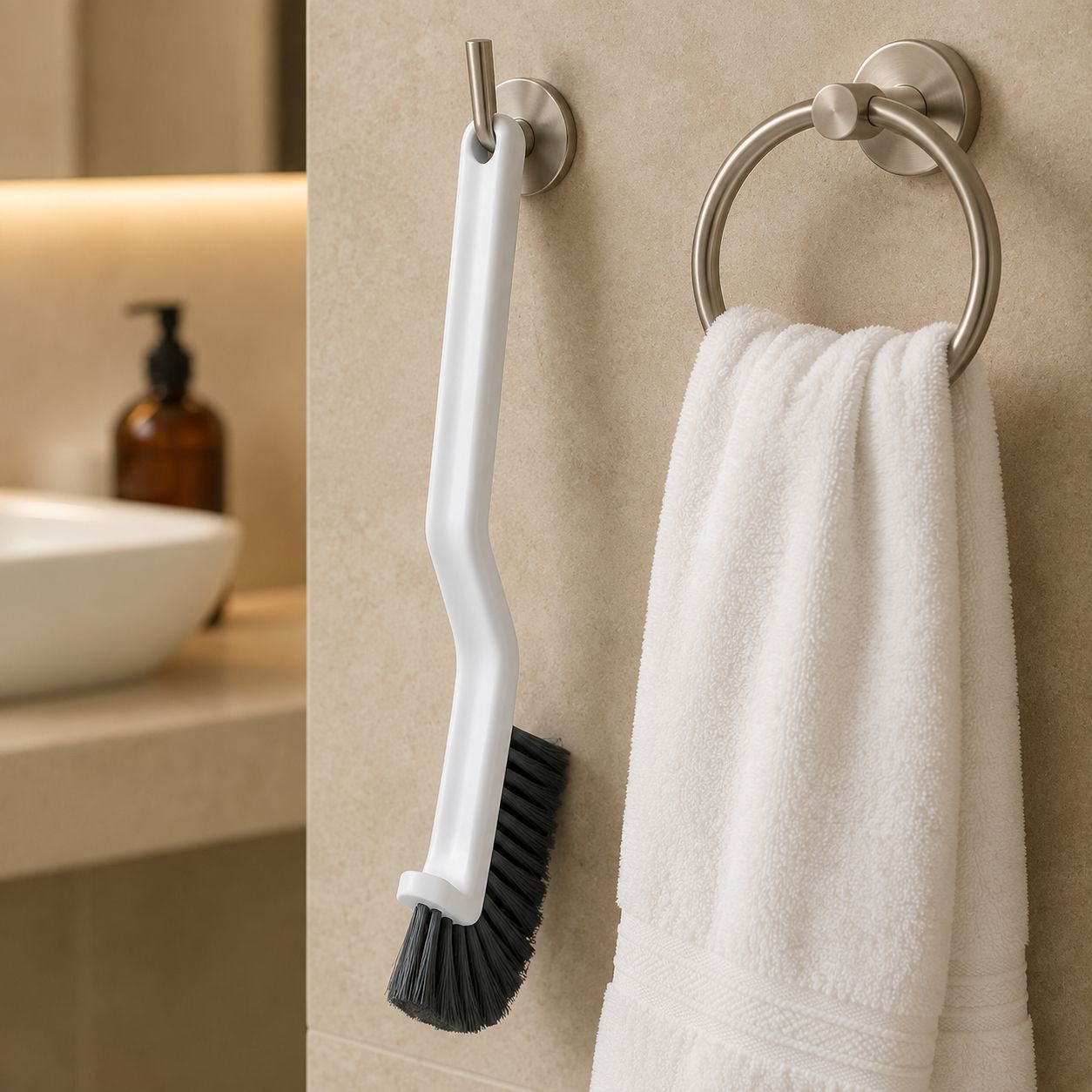 Cleaning brush for kitchen tiles and backsplash