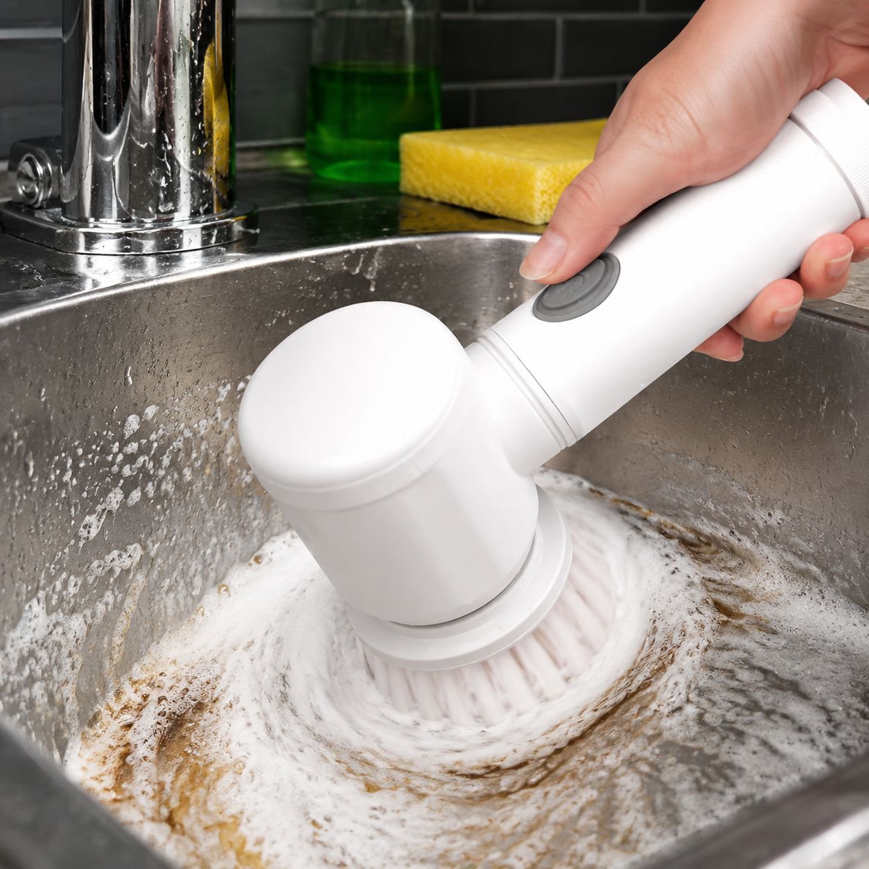 5-in-1 Handheld Electric Cleaning Brush for Kitchen Bathroom Sink with USB Charging