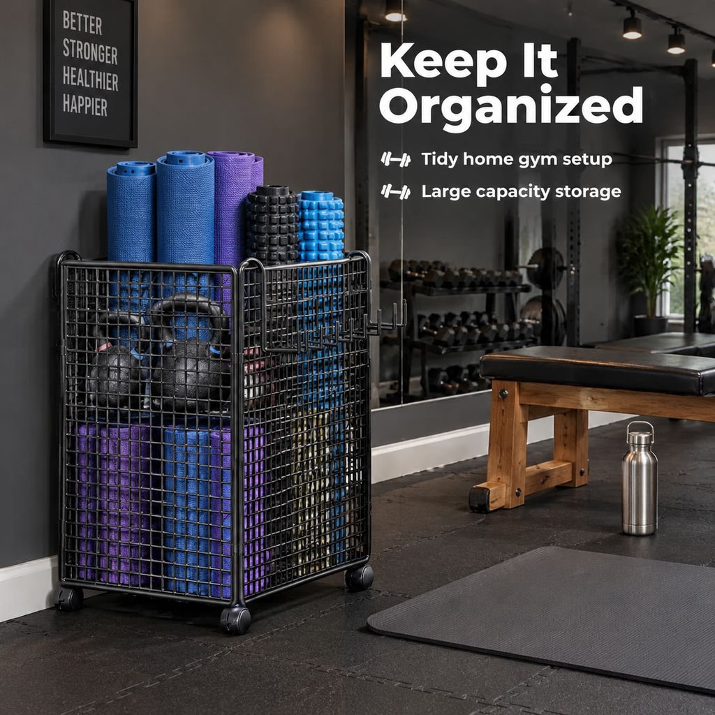 Multi-functional Yoga Mat Storage Bin with Wheels