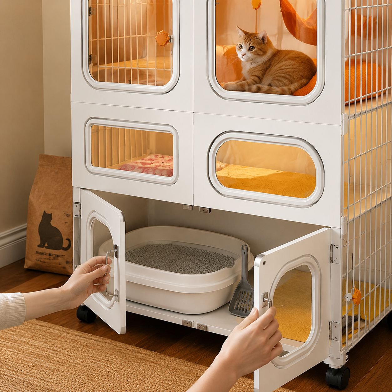 Pequeño apartamento jaula para gatos villa todo en uno casa para gatos casa para gatos interior nido