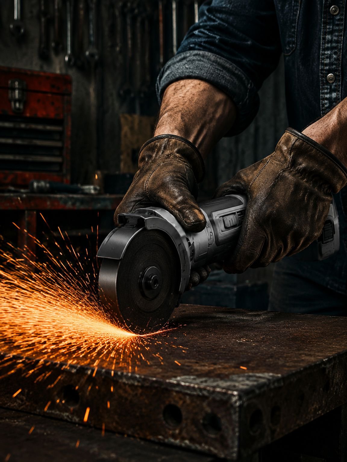 Powerful German cordless angle grinder for metalworking