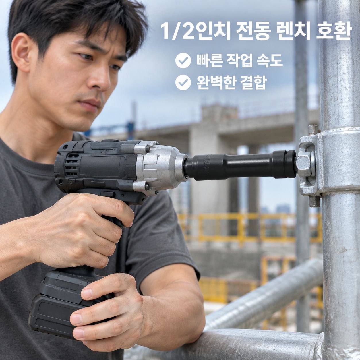 1/2 전동 임팩트 렌치 롱 육각 소켓 복스알 충전식 비계공 렌치 소켓