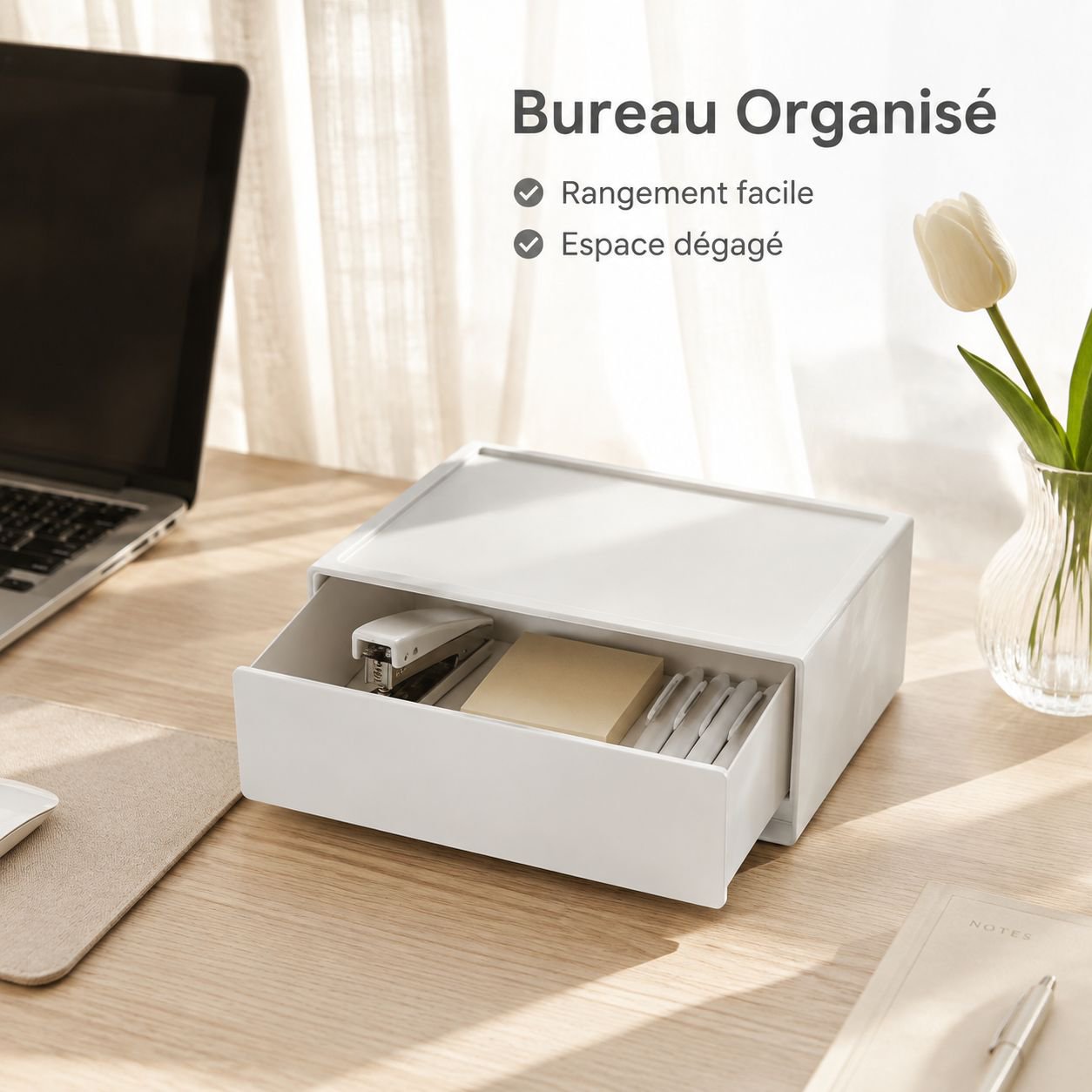 Boîte de rangement en plastique pour bureau