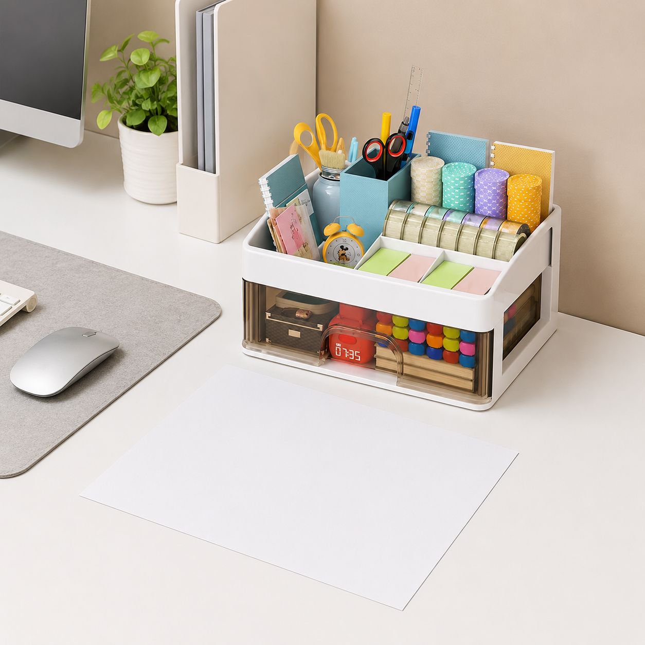 Schubladen-Typ Desktop-Aufbewahrungsbox Büro Schreibtisch Aufbewahrungsbox für Schreibwaren und Kosm