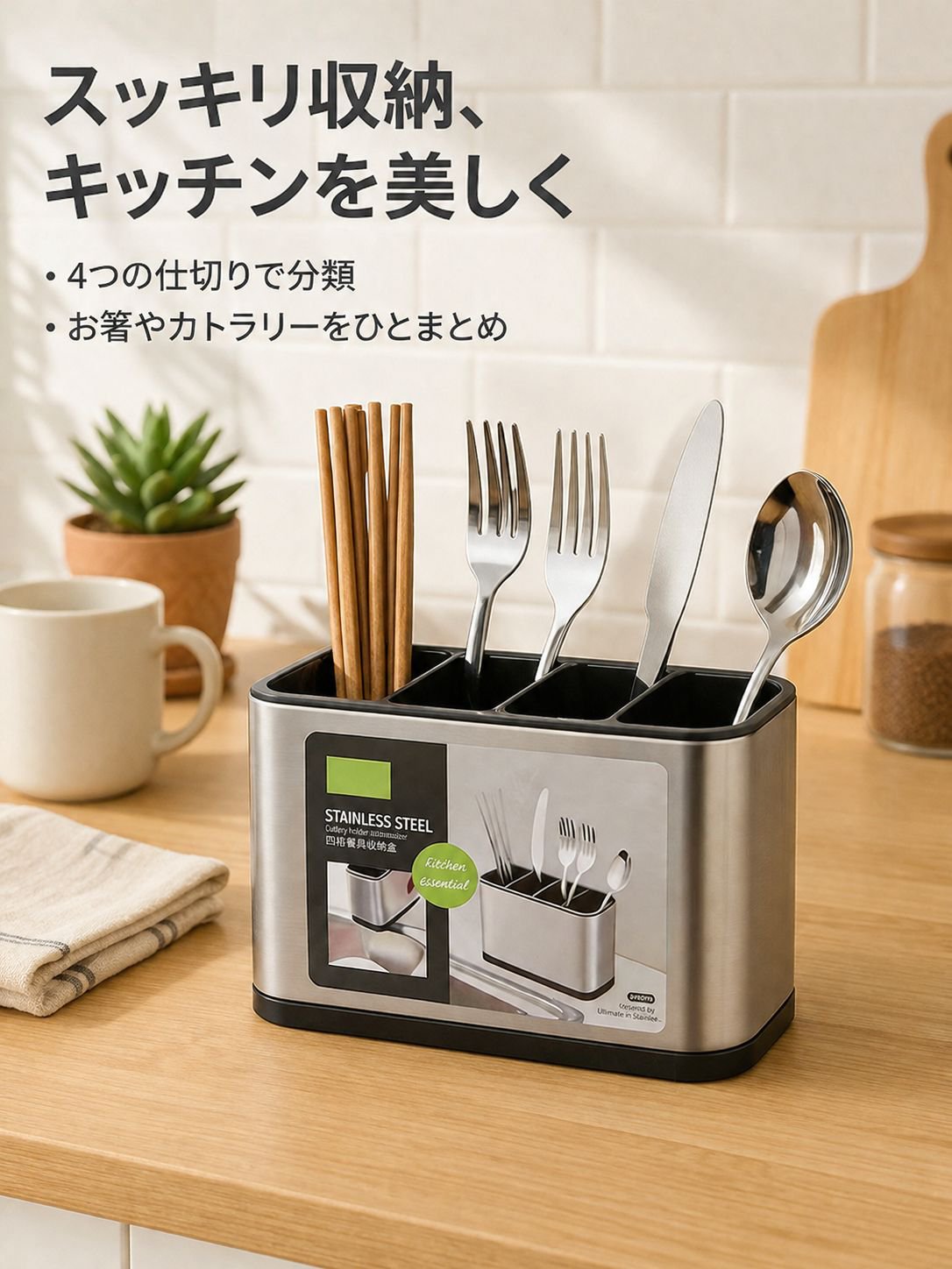 箸とナイフを収納できる3in1収納