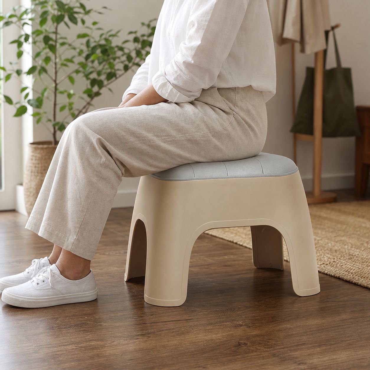 Child-friendly plastic bench for multi-purpose use
