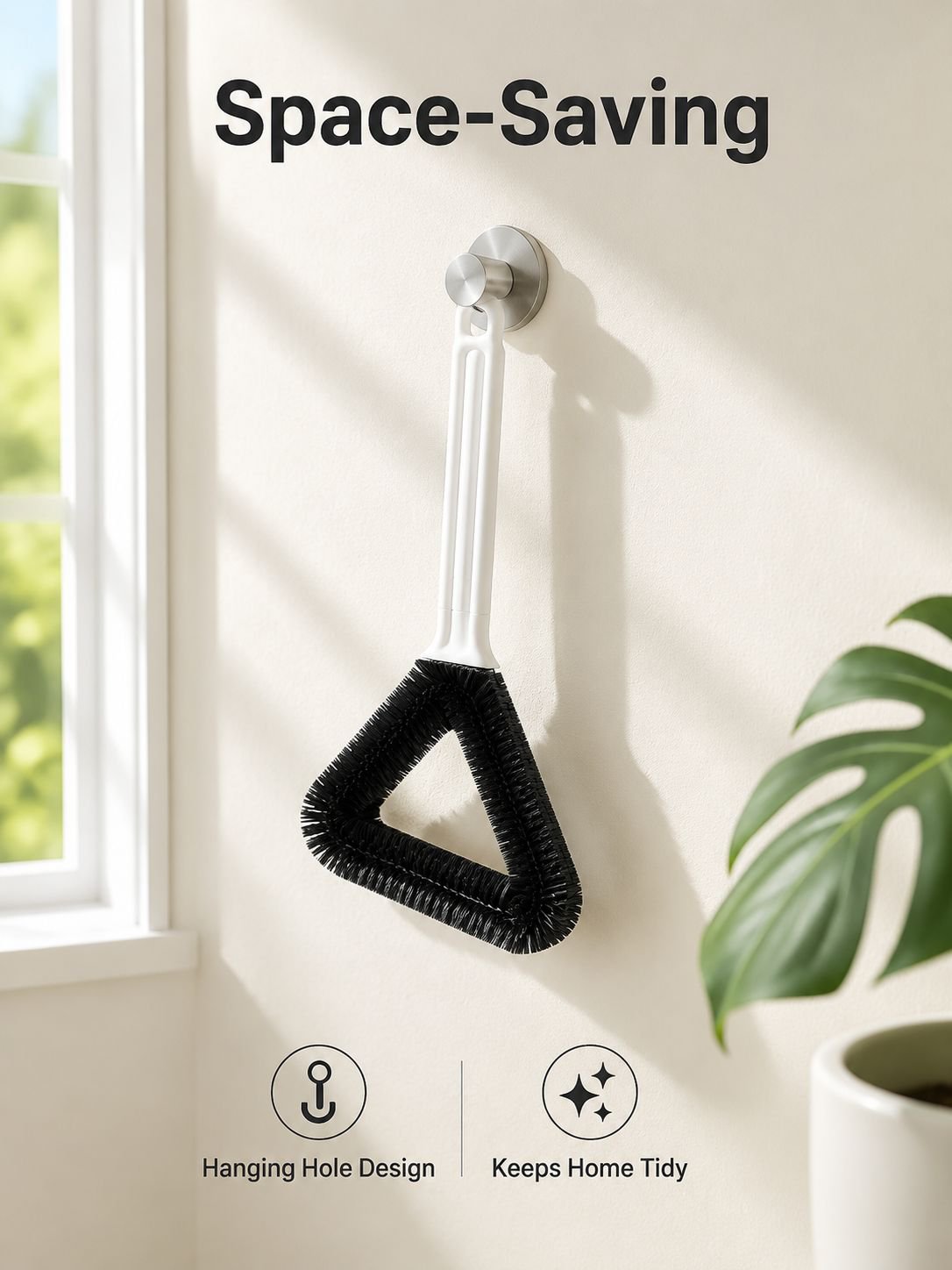 Double-sided Triangular Screen Window Cleaning Brush, No Disassembly Needed