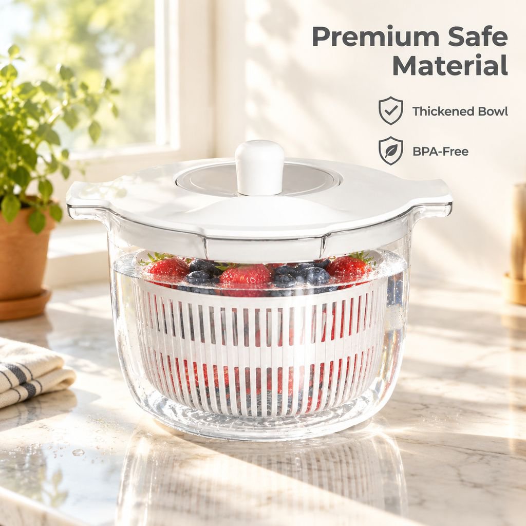 Hand Crank Salad Spinner Household Fruit Vegetable Washer Dryer Kitchen Drainer Basket