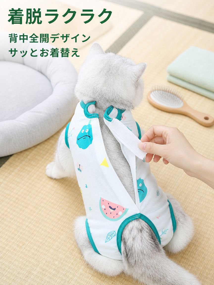 避妊・去勢手術を受けるメス猫用の暖かい服