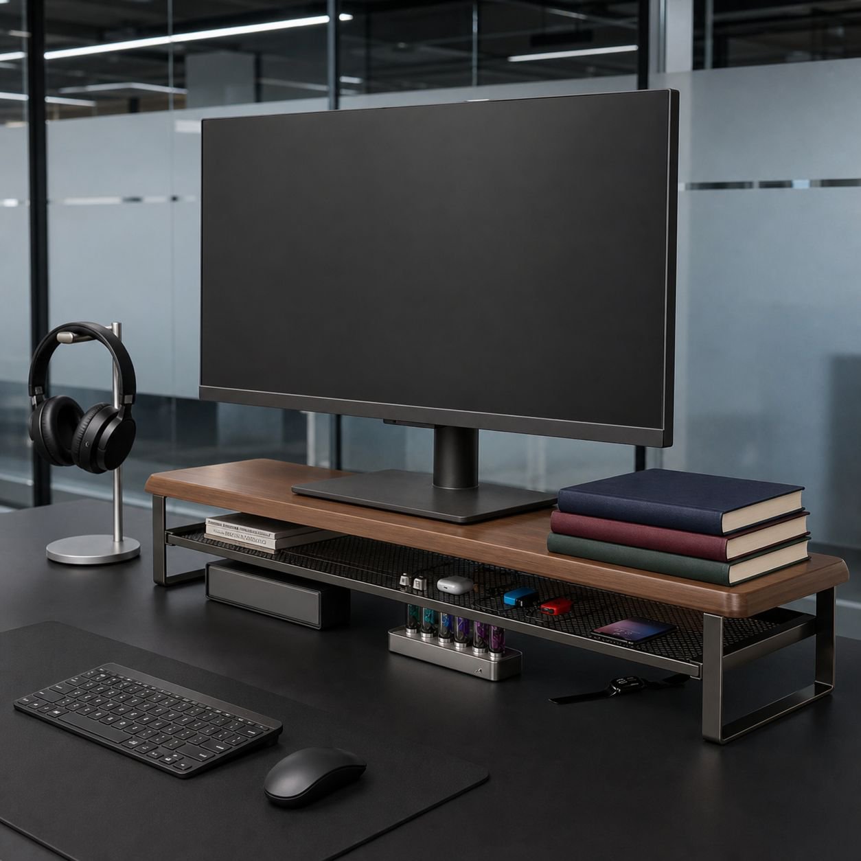 Multifunctional Adjustable Monitor Riser with Drawer