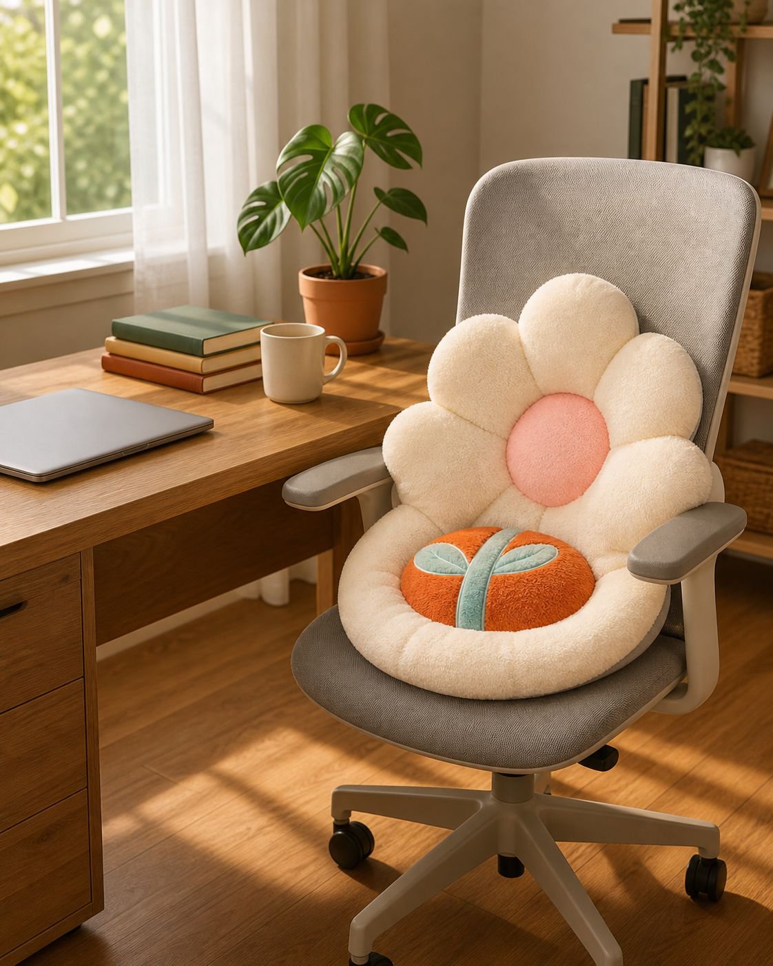 Anti-fatigue Office Chair Cushion with Integrated Backrest for Long Sitting