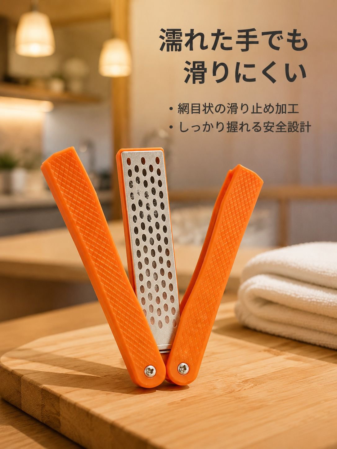 多機能ダイヤモンド研ぎ棒、家庭用・キッチン・屋外兼用、角度固定両面研磨