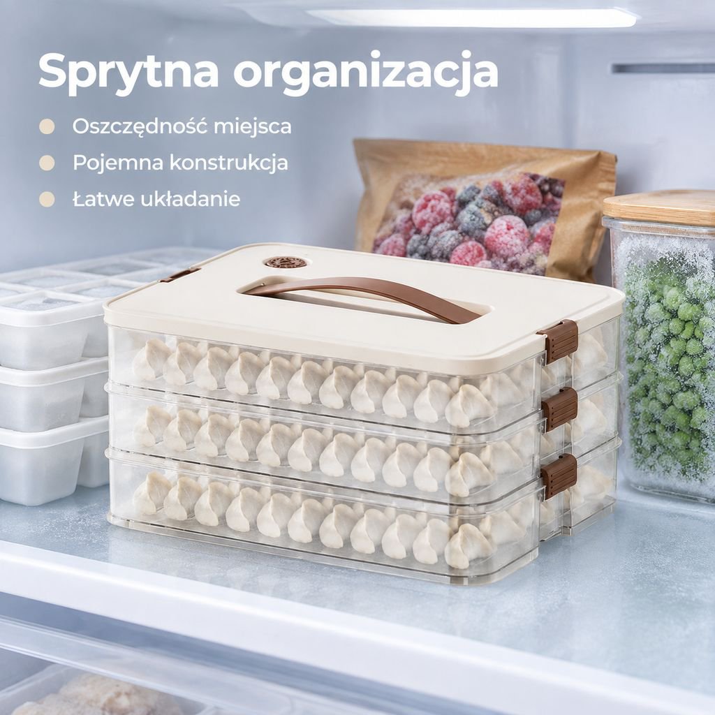 Domowe pudełko na pierogi do lodówki, szybkie mrożenie i świeżość