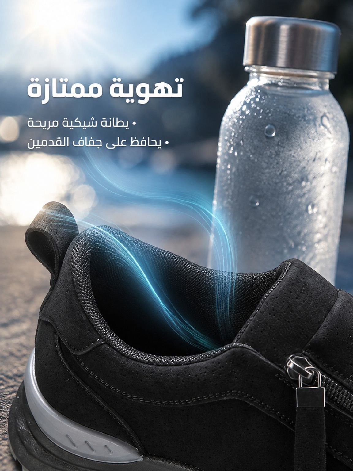 （تصميم بسحاب لسهولة الارتداء والخلع）حذاء رياضي رجالي بنعل مرن وسحاب جانبي