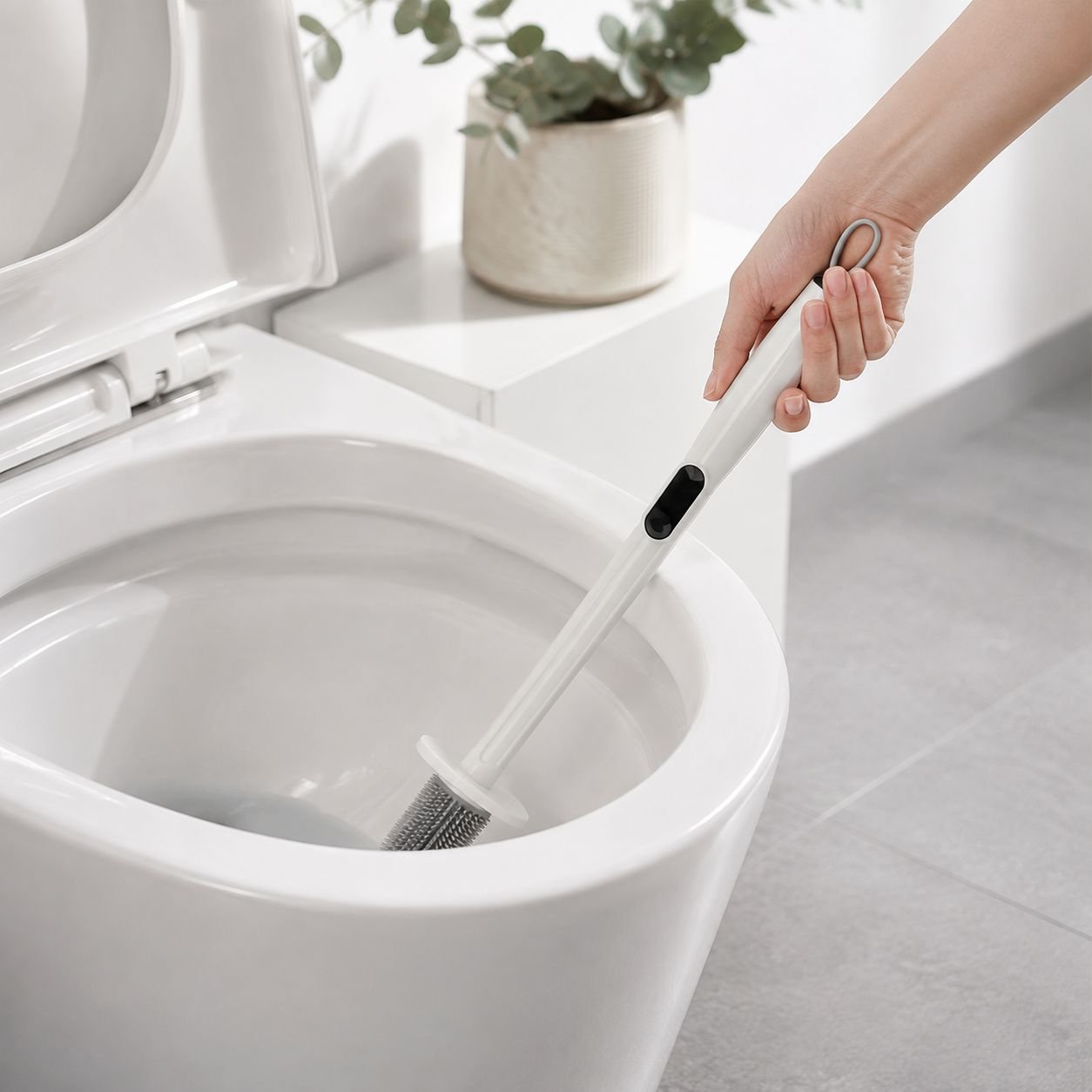 Multipurpose bathroom cleaning set with long-handle brush for corners