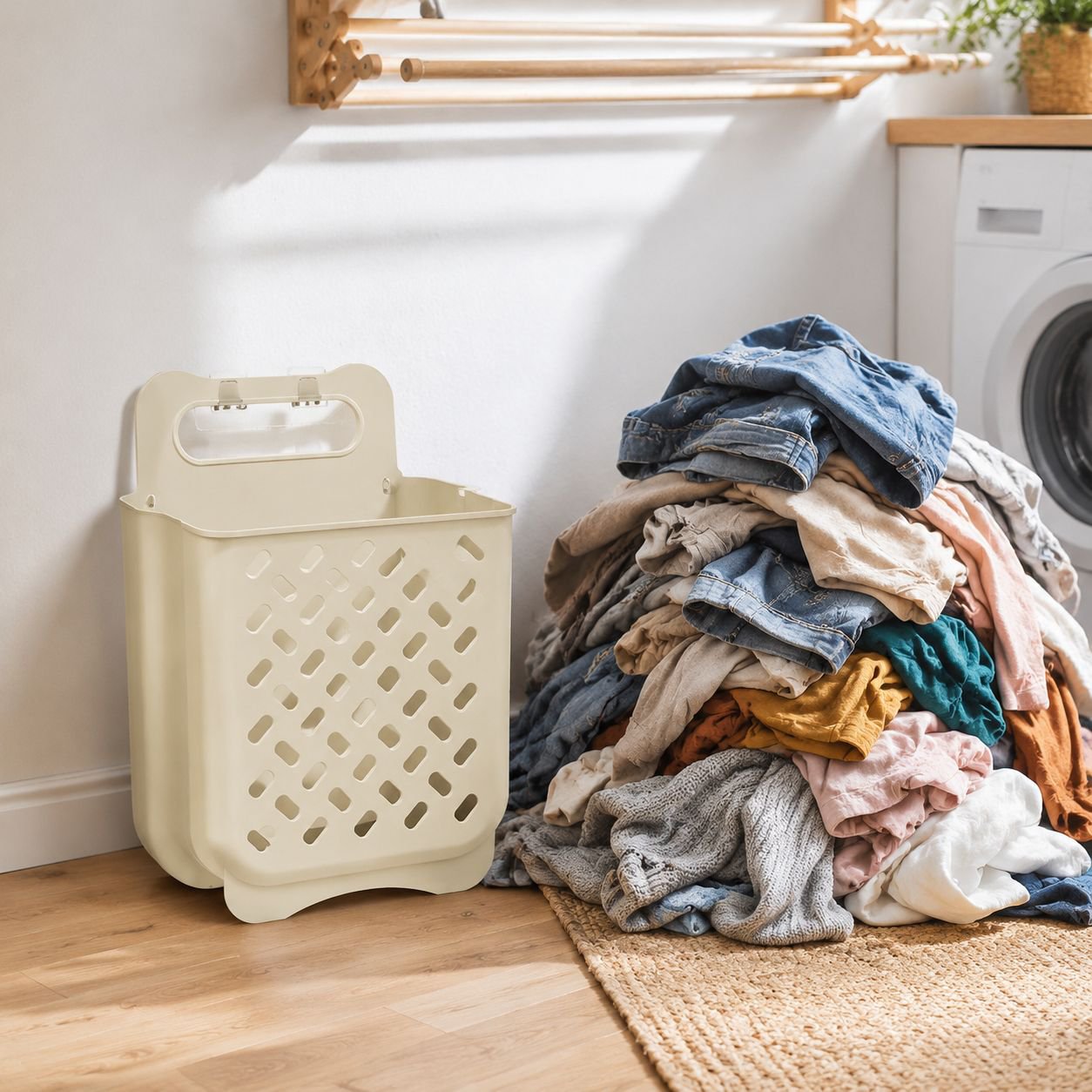 Cesta multiusos plegable para balcón o baño