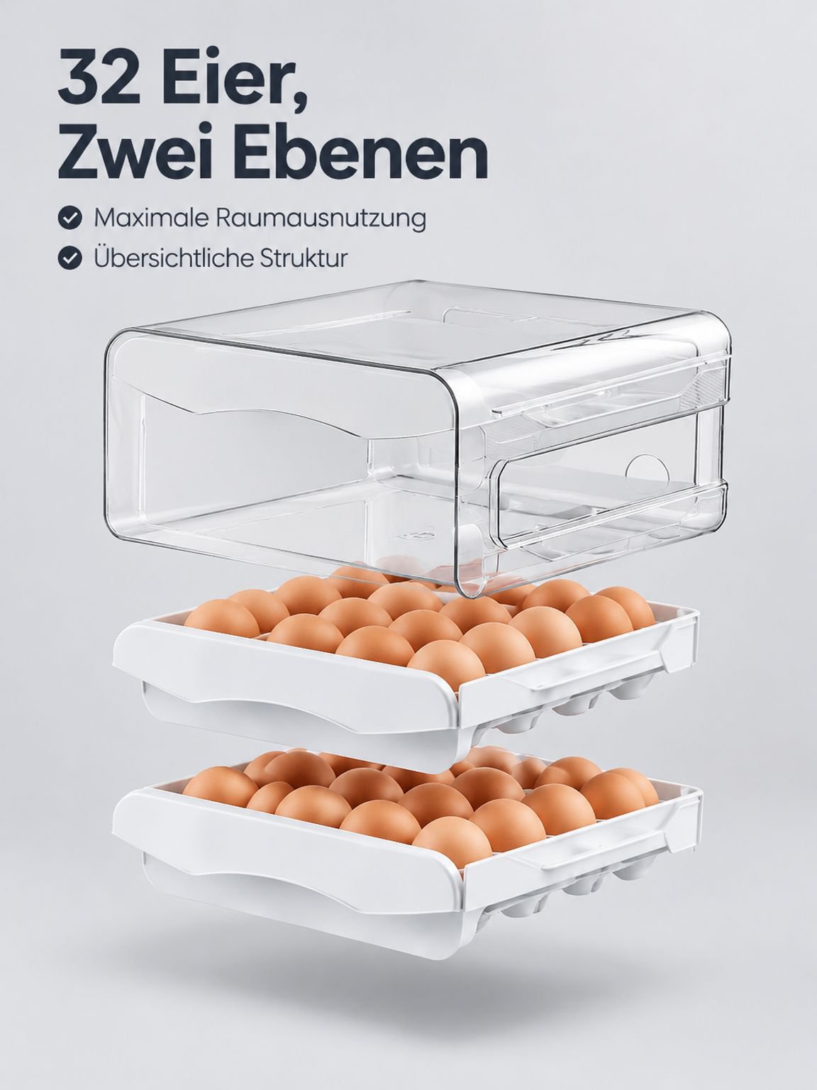 Robuste und langlebige Eier-Aufbewahrungsbox mit 32 Kapazitäten