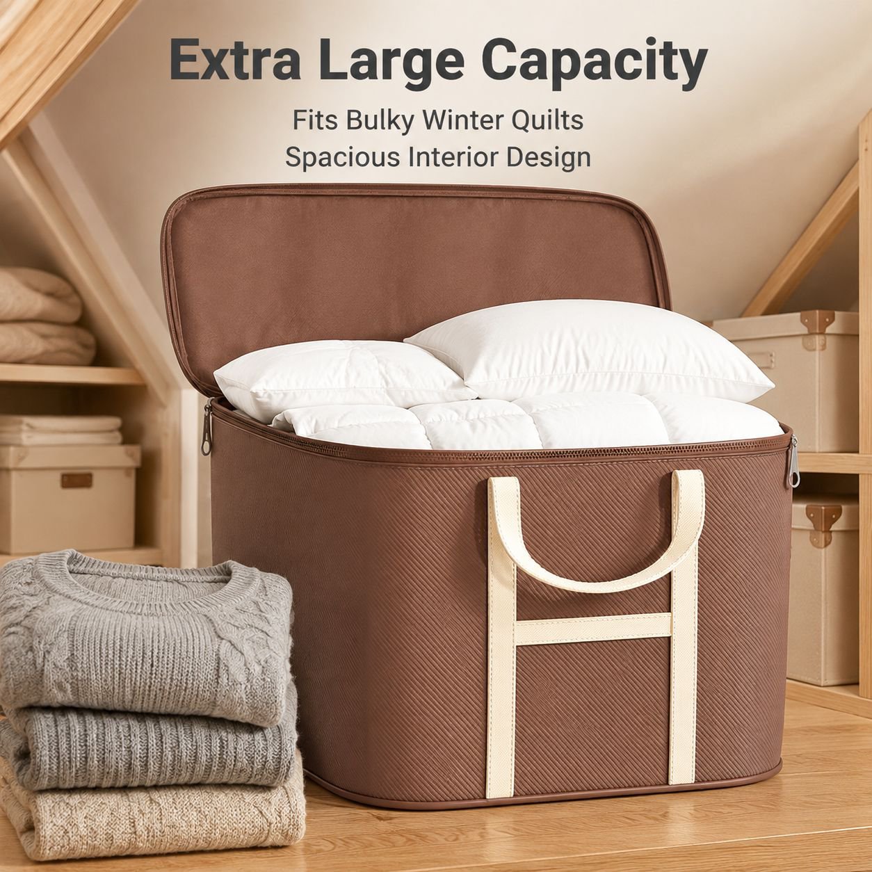 Large capacity clothing, quilt, and luggage storage bag