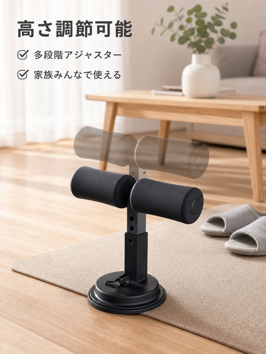 室内用スリム三重吸着シットアップバー